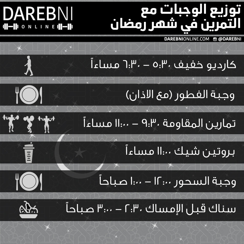 توزيع الوجبات مع التمرين في شهر رمضان